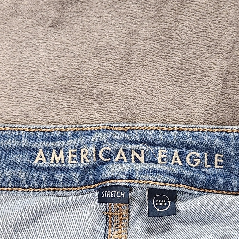 American Eagle Jeans Womens 4 Blue Super High Rise Baggy Wide Leg Cargo 90s VTG - Picture 3 of 11